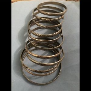 12 vintage Mexican silver bangle bracelets